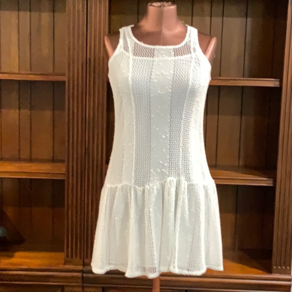 Bcbgeneration Lined Crochet Whispering White Mini… - image 1